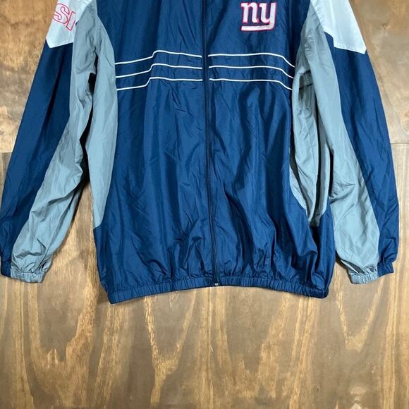 NFL Mens Jacket Blue White New York Giants Mock Neck Windbreaker XLarge - Picture 3 of 12